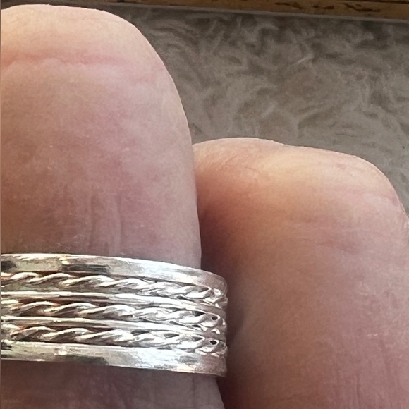 Vintage Estate Sale Men’s Triple Rope Cable Twist 925 Silver Band Ring - Picture 8 of 16